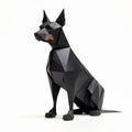 Black Paper Origami Dog: Photorealistic Geometric Modernism
