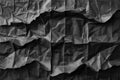 Black paper straight folded with crumbled aged surface and curve wrinkles Royalty Free Stock Photo