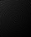 Black paper texture. Abstract twirl spiral like fingerprint