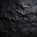 Black wrinkled paper texture. Black crumpled paper texture with folds, black background, wallpaper Royalty Free Stock Photo