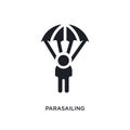black parasailing isolated vector icon. simple element illustration from travel concept vector icons. parasailing editable logo