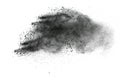 Black particles splatter on white background. Black powder dust burst Royalty Free Stock Photo