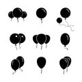 Black party balloon icon on white background Royalty Free Stock Photo