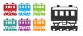 Black Passenger train cars icon isolated on white background. Railway carriage. Set icons colorful. Vector Royalty Free Stock Photo