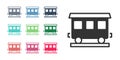 Black Passenger train cars icon isolated on white background. Railway carriage. Set icons colorful. Vector Royalty Free Stock Photo