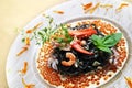 Black pasta with lobster Royalty Free Stock Photo