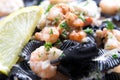 Black pasta with seafruit