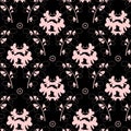 Modern damask black and pink two color seamless vector pattern. Royalty Free Stock Photo