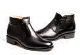 Black patent leather men shoes isolated