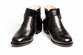 Black patent leather men shoes isolated