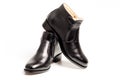 Black patent leather men shoes isolated