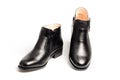 Black patent leather men shoes isolated