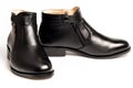 Black patent leather men shoes isolated