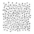 Black pattern of dots and lines on white background in graphic