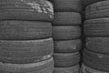 Black pattern of old tire heap Royalty Free Stock Photo