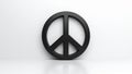 Black peace symbol on a white wall representing harmony and nonviolence Royalty Free Stock Photo