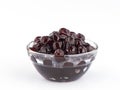 Black pearls. Boiled tapioca pearls for bubble tea on white background. Royalty Free Stock Photo