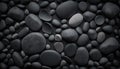 Black pebble stones texture. Dark natural rock backdrop. Generative AI