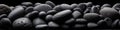 Black Pebbles Stone Background Panoramic Banner. Generative AI Royalty Free Stock Photo