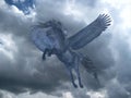 Black Pegasus in Blue Sky