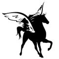 Black pegasus horse vector design
