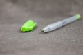 Black pen background with green color cap Royalty Free Stock Photo