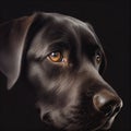Black Pencil Ink Drawing Of A Black Labrador Dog Portrait Fine Art
