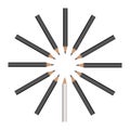 Black pencils in circle,with one white difference Royalty Free Stock Photo