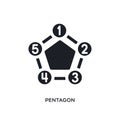 black pentagon isolated vector icon. simple element illustration from infographics concept vector icons. pentagon editable logo Royalty Free Stock Photo