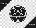 Black Pentagram in a circle icon isolated on transparent background. Magic occult star symbol. Vector Illustration