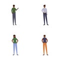 Black people icons set cartoon vector. African american man and woman character Royalty Free Stock Photo