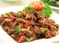 Black Pepper Beef on White Plate Royalty Free Stock Photo