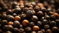 Black pepper close-up. Generative AI. Royalty Free Stock Photo