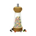 Black pepper glass mill grinder with whole peppercorns vector illustration Royalty Free Stock Photo
