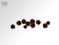 Black pepper isolated on transparent background. Spices.