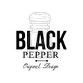 Black pepper logo original design, culinary spice emblem vector Illustration on a white background