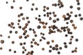Black pepper pile or Black peppercorns seeds isolated on white background Royalty Free Stock Photo