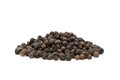 Black pepper pile or Black peppercorns seeds isolated on white background Royalty Free Stock Photo