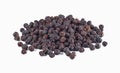 Black pepper seeds  top on white background Royalty Free Stock Photo