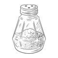 Black Pepper Shaker Engraved Illustration. Hand drawn glass jar cooking spice vector sketch in vintage style for logo Royalty Free Stock Photo