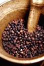 Black pepper in a steel bucket Royalty Free Stock Photo