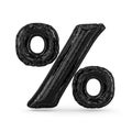 Black percent sign made of inflatable balloon isolated. 3D