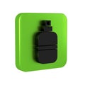 Black Perfume icon isolated on transparent background. Green square button.