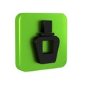 Black Perfume icon isolated on transparent background. Green square button.