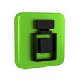 Black Perfume icon isolated on transparent background. Green square button.