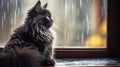 black Persian cat with thick and smooth fur, pure black and sweet sitting in a cage waiting for its owner to come home , Generate