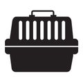 Black pet carry case on white background. flat style. animal transport box icon for your web site design, logo, app, UI. container