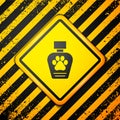 Black Pet shampoo icon isolated on yellow background. Pets care sign. Dog cleaning symbol. Warning sign. Vector Royalty Free Stock Photo