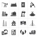 Black Petrol and oil industry icons Royalty Free Stock Photo