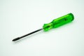 Black Phillips tip of manual screwdriver on white Royalty Free Stock Photo